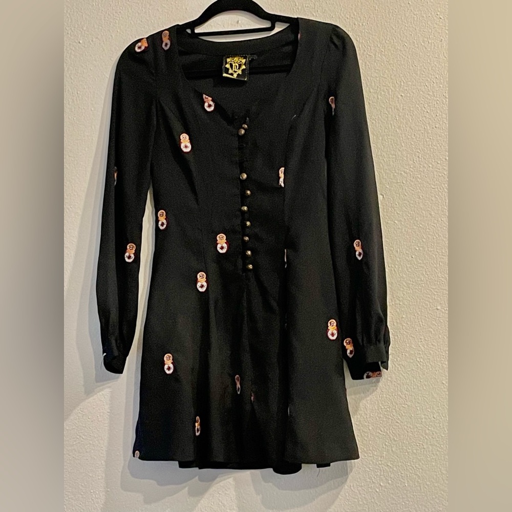 Embroidered black dress sz 0